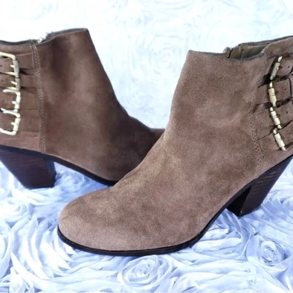 Sam Edelman Shoes - Sam Edelman Lucca Brown Suede Buckle Ankle Heel Boots Bootie Women's Size 7 M